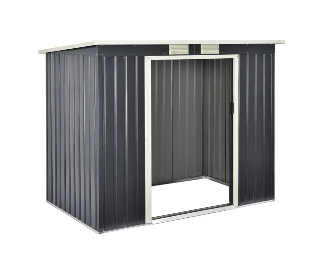 Cobertizo para Almacenaje de Herramientas - hoja galvanizada y metal 213 x 130 x 173 cm - Gris sombrío con Puerta de Doble...