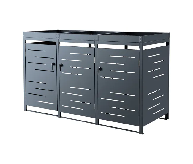 Cobertizo para cubo de basura tres veces Salching acero 122 x 196 x 80 cm gris antracita
