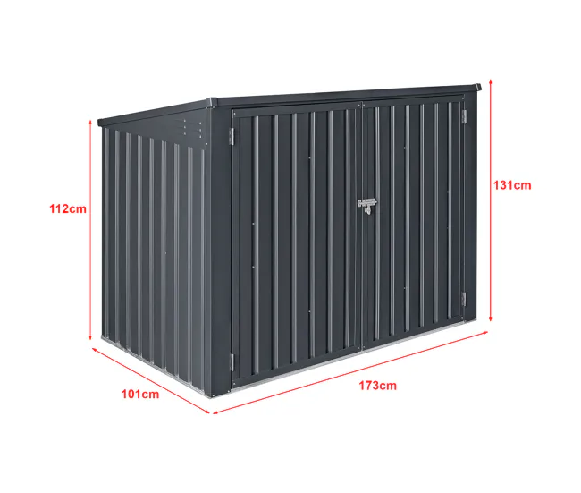 Cobertizo para 2 cubos de basura Grebin acero 173x101x131 cm gris negro con Sistema de Bloqueo