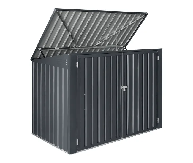 Cobertizo para 2 cubos de basura Grebin acero 173x101x131 cm gris negro con Sistema de Bloqueo