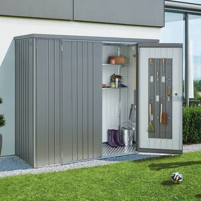 Cobertizo para Herramientas Armario metalico biohort grande jardin color plata metalizada 150 large