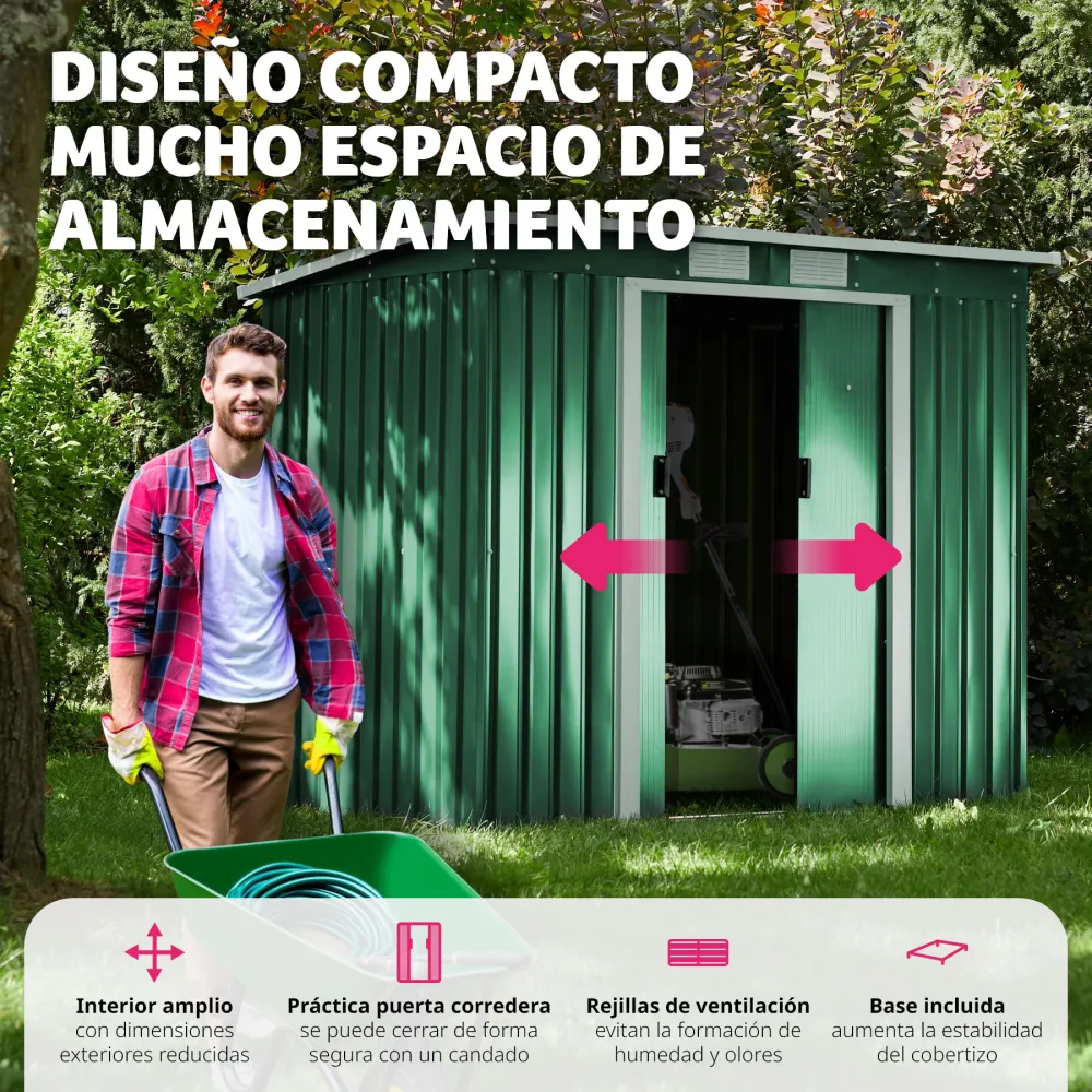Cobertizo para jardín con tejado plano con Ventilación de Rejilla