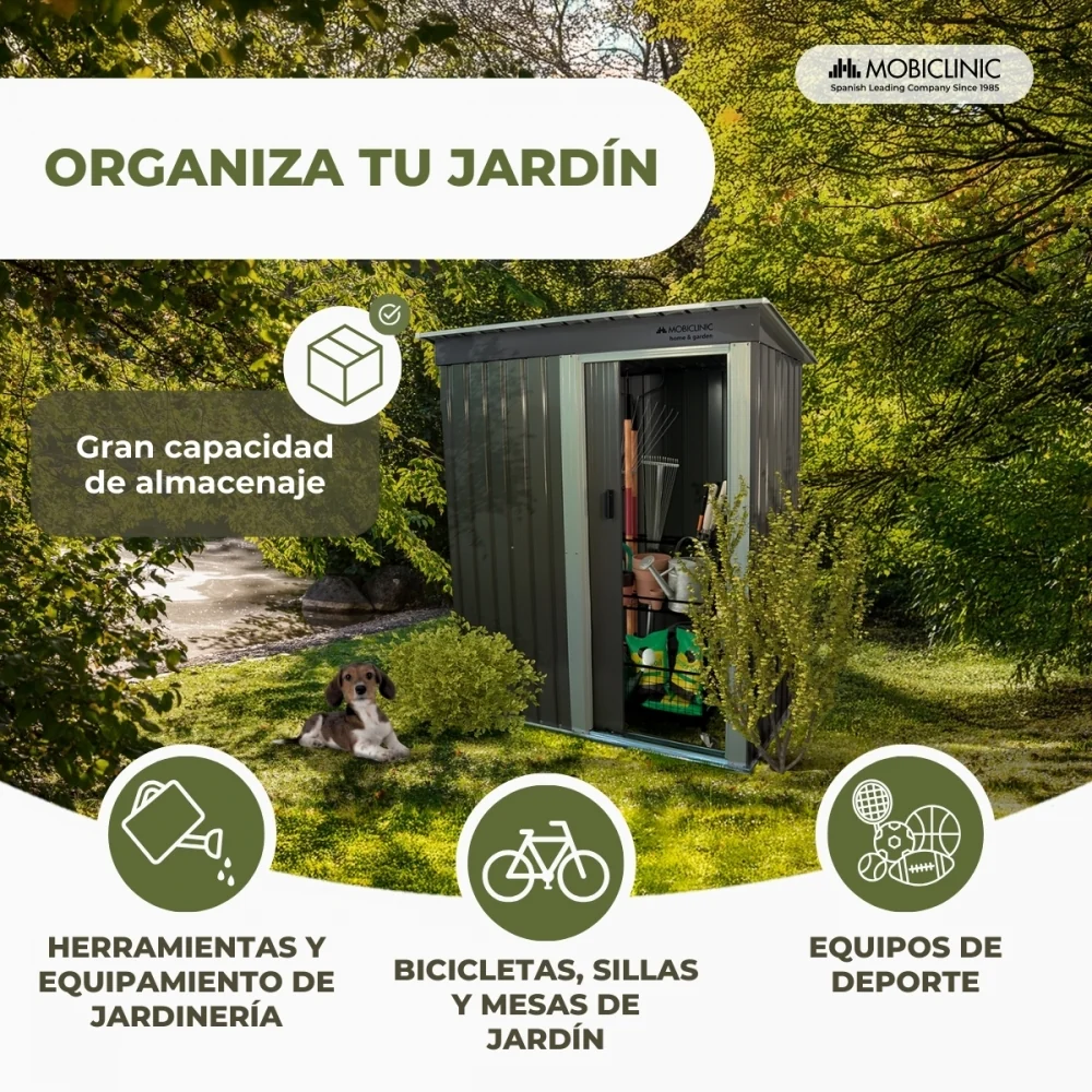 Gran Capacidad Cobertizo para jardín | Almacenamiento | Techo Inclinado | Puerta Corredera | Con Cerradura | Resistente |...