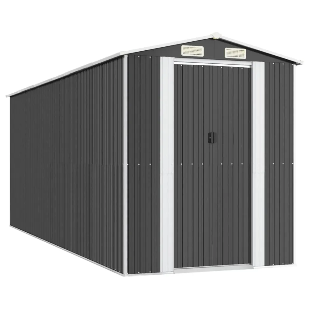 vidaXL cobertizo de jardín acero galvanizado antracita 192x523x223 cm