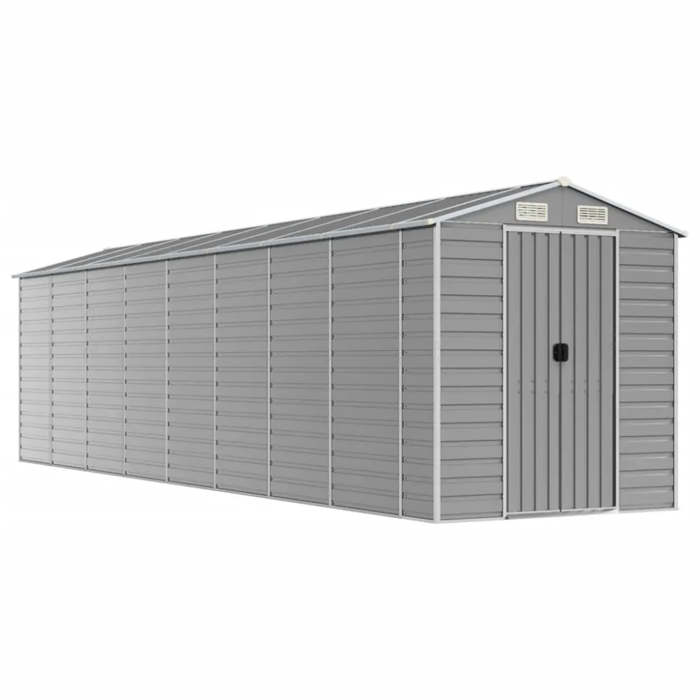 vidaXL cobertizo de jardín acero galvanizado gris nítido 191x725x198 cm Compatible con Estantes Adicionales