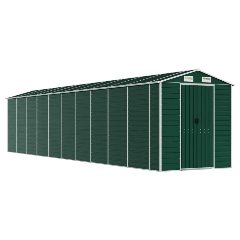 vidaXL cobertizo de jardín acero galvanizado verde 191x895x198 cm