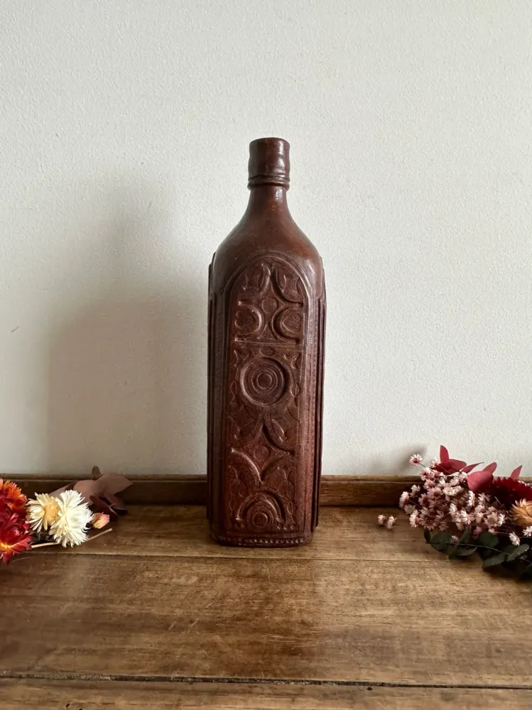 Acero Inoxidable Bouteille recouverte de cuire