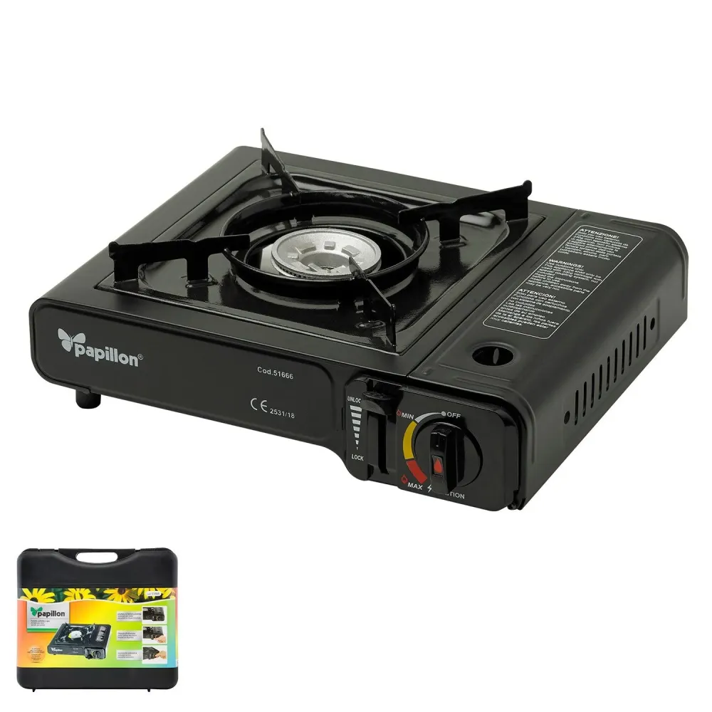 Acero Inoxidable Cocina Gas Papillon Cartucho con Maletin