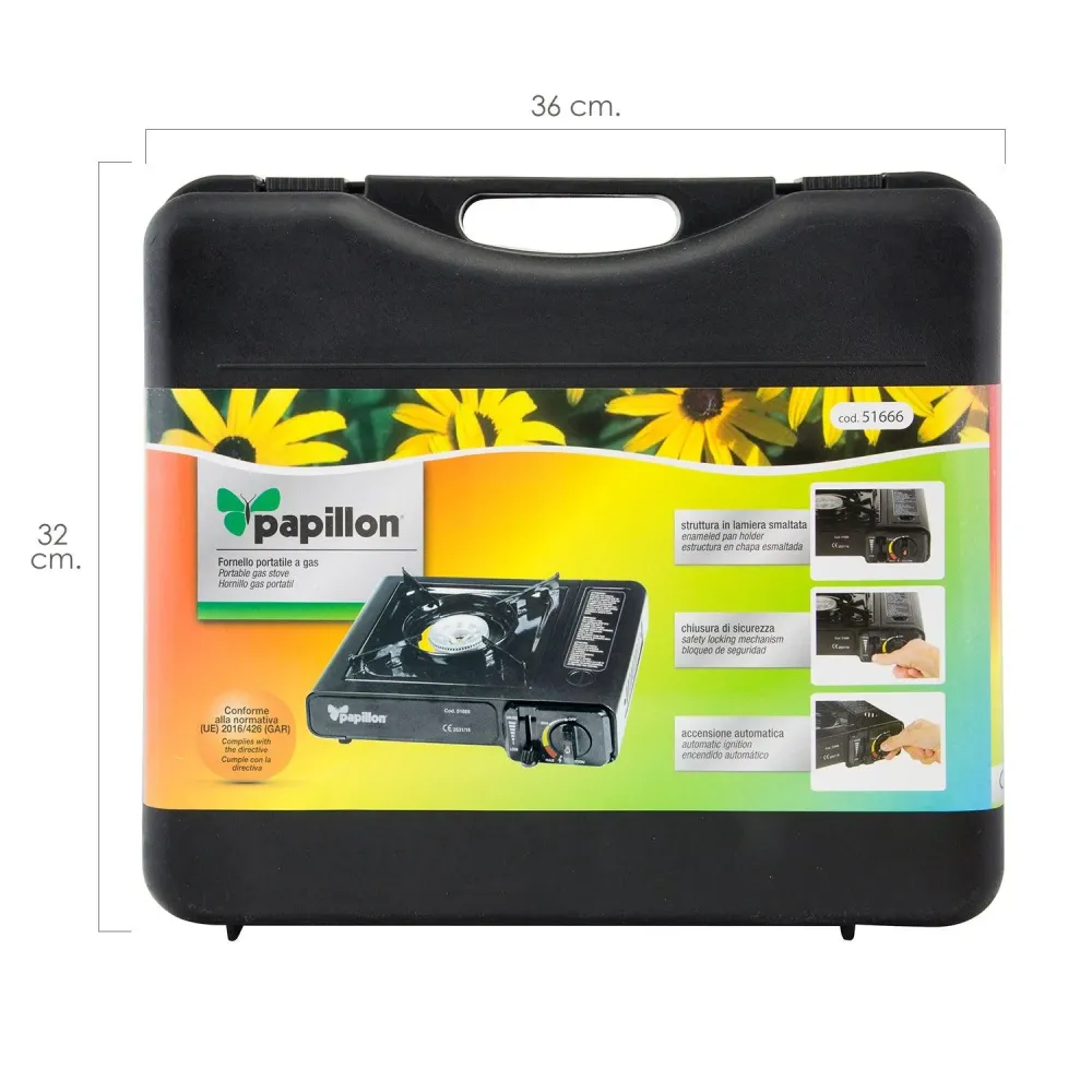 Acero Inoxidable Cocina Gas Papillon Cartucho con Maletin
