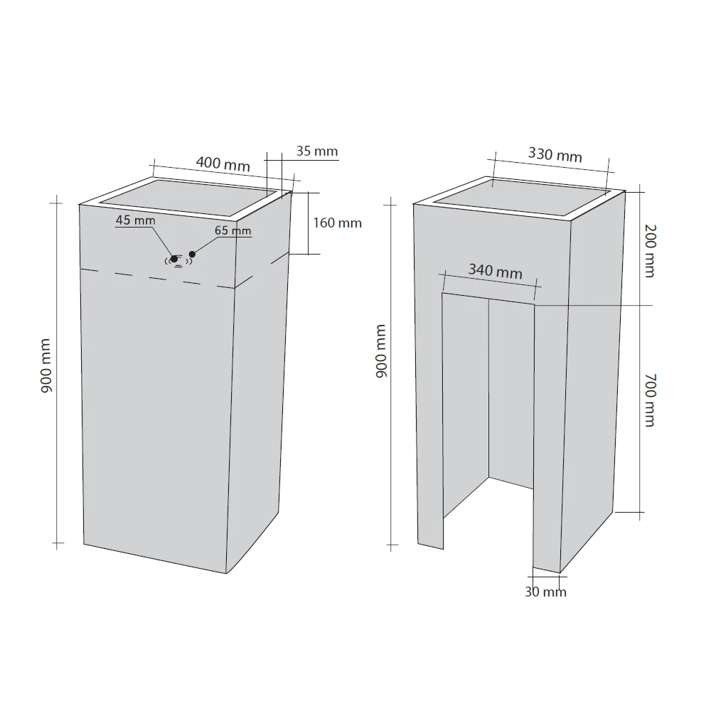 Asador Lavabo independiente en Marmo Cubo Nero 40x90 cm