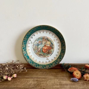 Assiette verte dorée Limoges France | Acero Inoxidable |