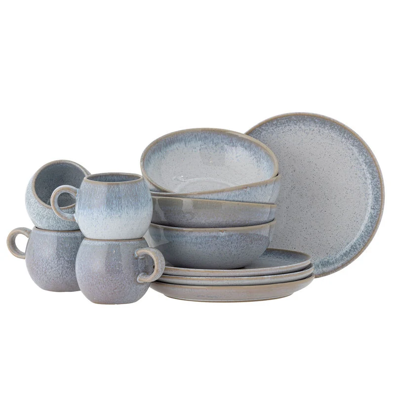 Bloomingville Paula Ontbijt Set, Blauw, Aardewerk para Camping
