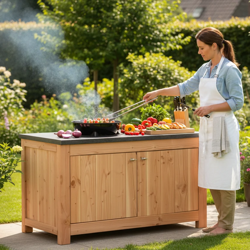Douglas dubbele buitenkeuken met deuren (60 x 109 cm) en Hierro Fundido