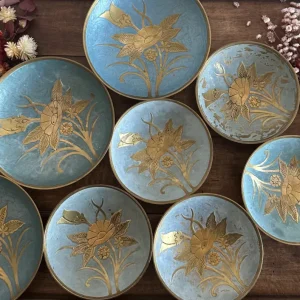 Ensemble d'assiettes en laiton cloisonné bleu ciel para Parrilla Grande