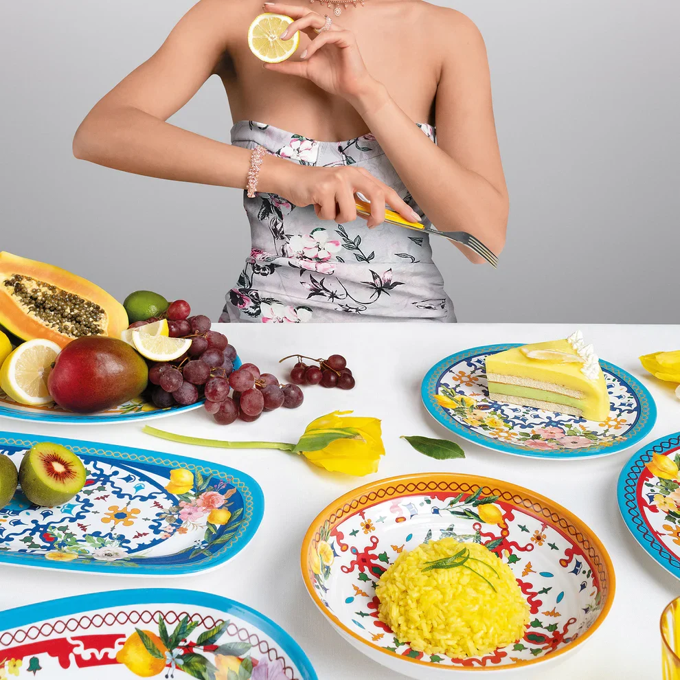 Guzzini Assiette Plate - Flower & Lemon con 2 Quemadores