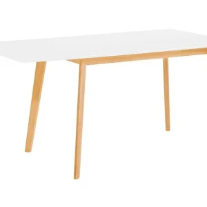 Mesa de comedor extensible blanco/madera clara para Camping
