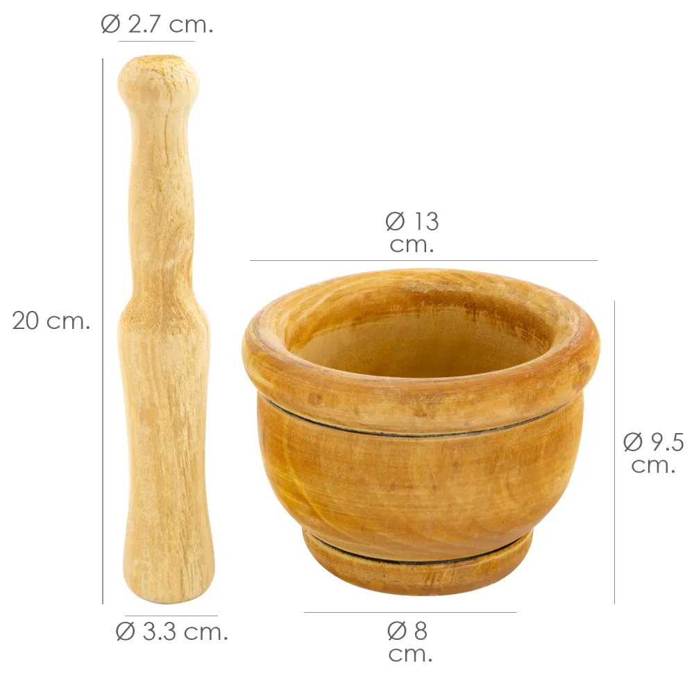 Mortero Madera Cocina Oryx Ø 14 cm con Estuche de Transporte