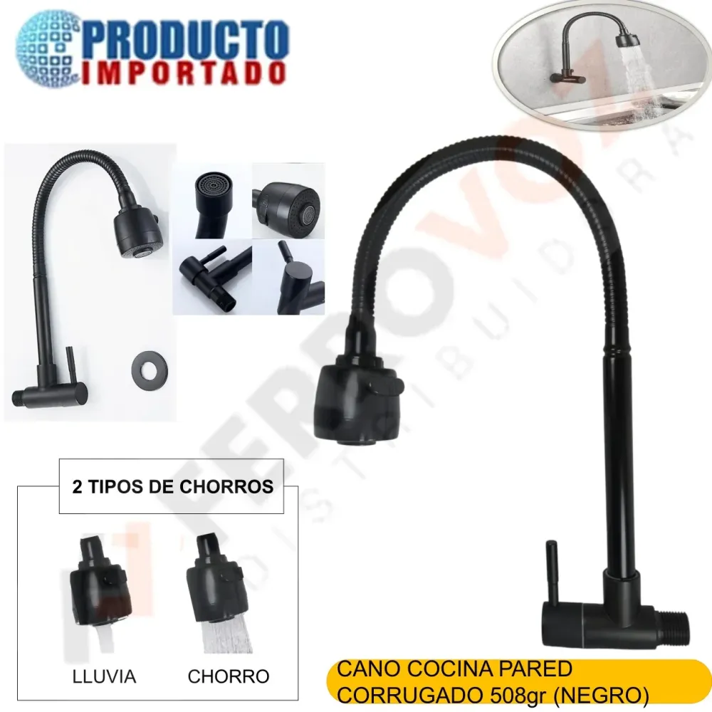 Utensilio CAÑO COCINA PARED CORRUGADO 508 GR. (NEGRO )