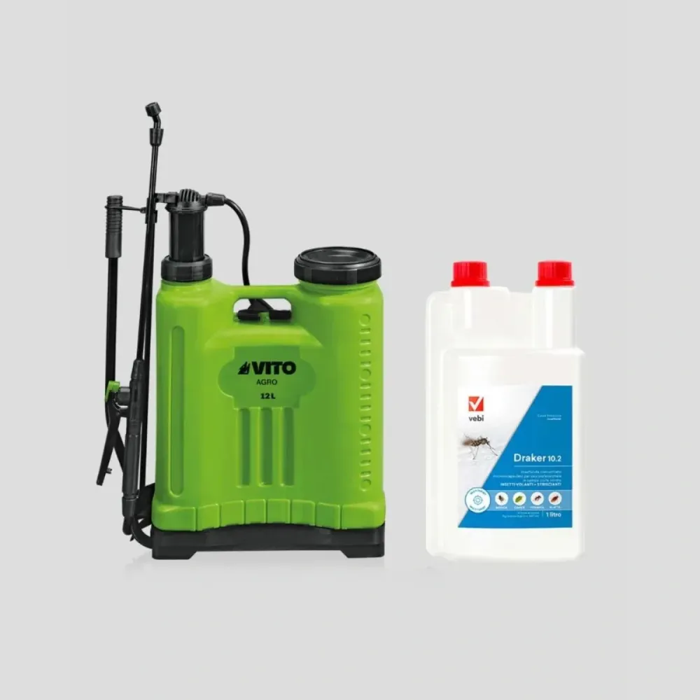 Kit Draker Insecticida concentrado 1L + Pulverizador 12L para Jardines y Patios