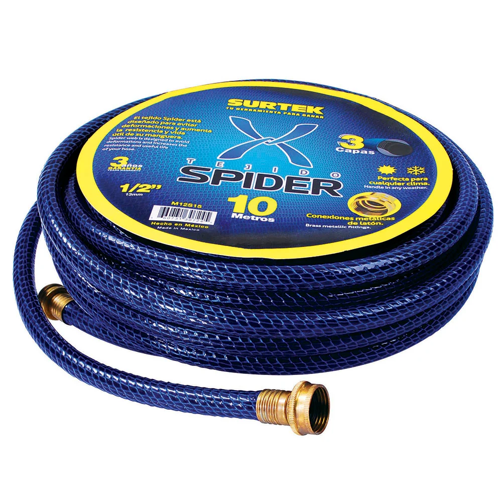 Alta Presión Manguera para jardín tejido spider con conector metálico 3/4", 25 m Surtek