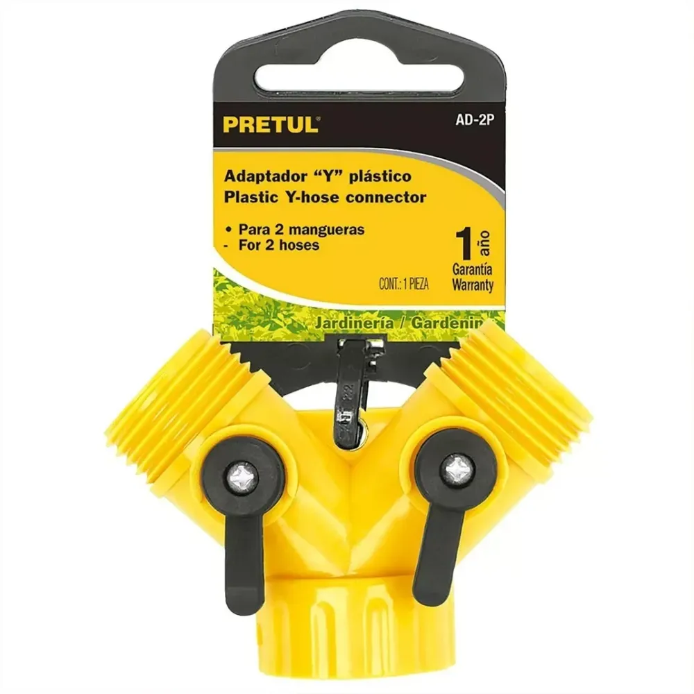 Conector "y" 3/4" plástico para manguera, pretul AD-2P