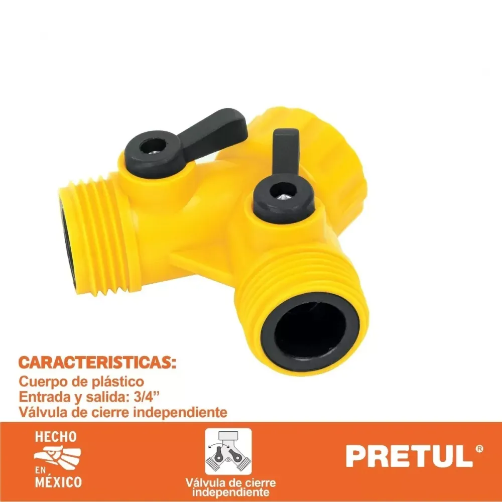 Conector "y" 3/4" plástico para manguera, pretul AD-2P