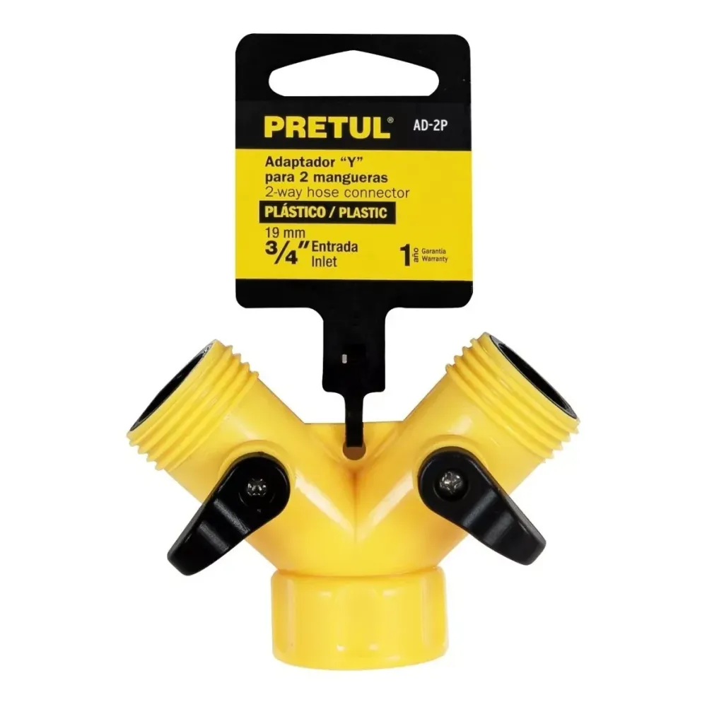 Conector "y" 3/4" plástico para manguera, pretul AD-2P