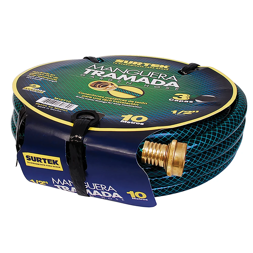 Difusor de Bajo Caudal Manguera para jardín tramada verde con conector metálico 1/2", 20 m Surtek