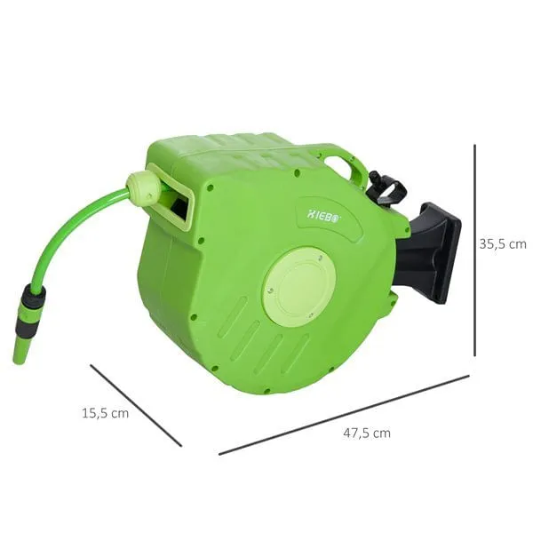 Kit de Tubo Exudante Portamanguera de pared Outsunny automático verde 35,5x15,5x47,5 cm