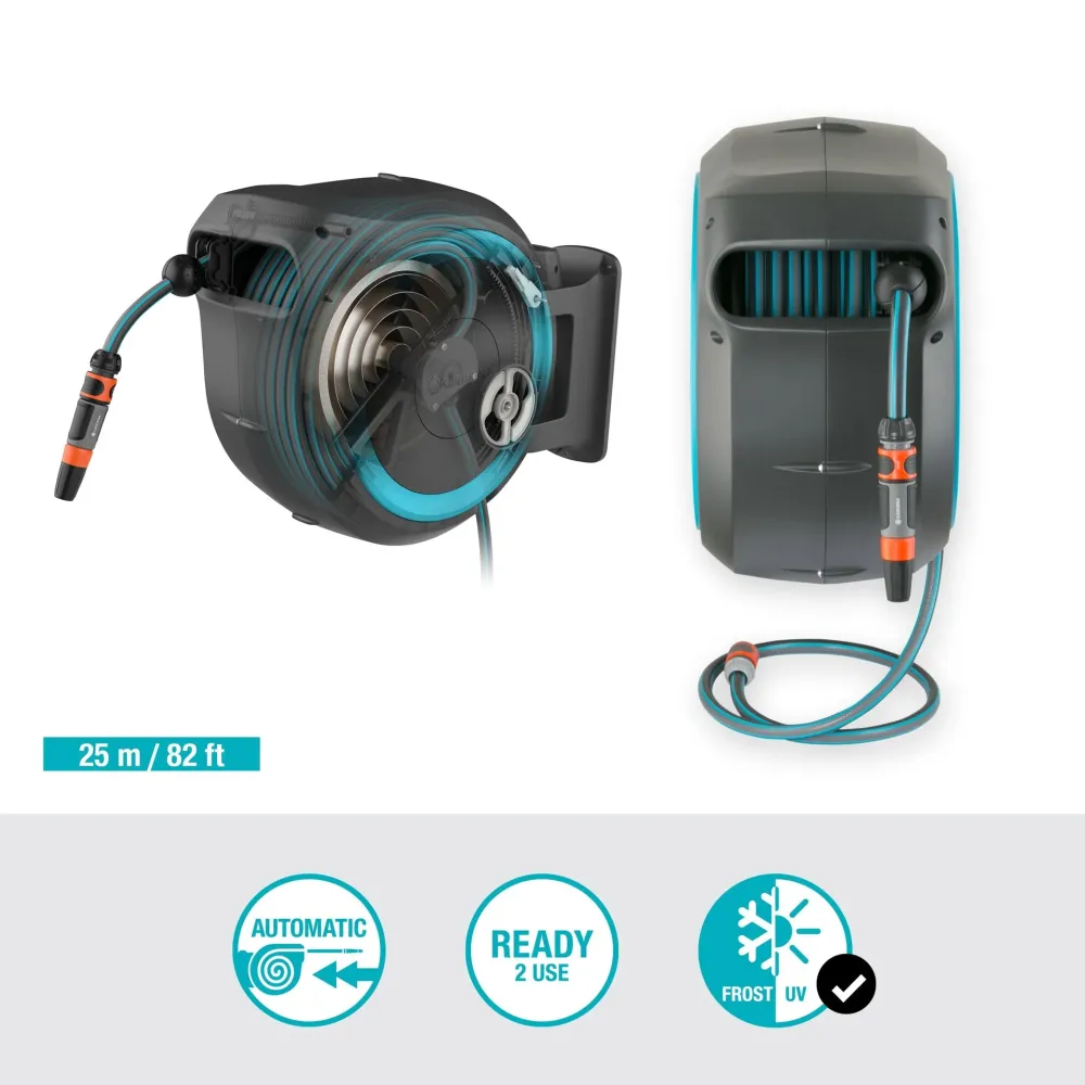 Portamanguera de pared RollUp M/L 25 m Gardena con Tecnologí de Ahorro