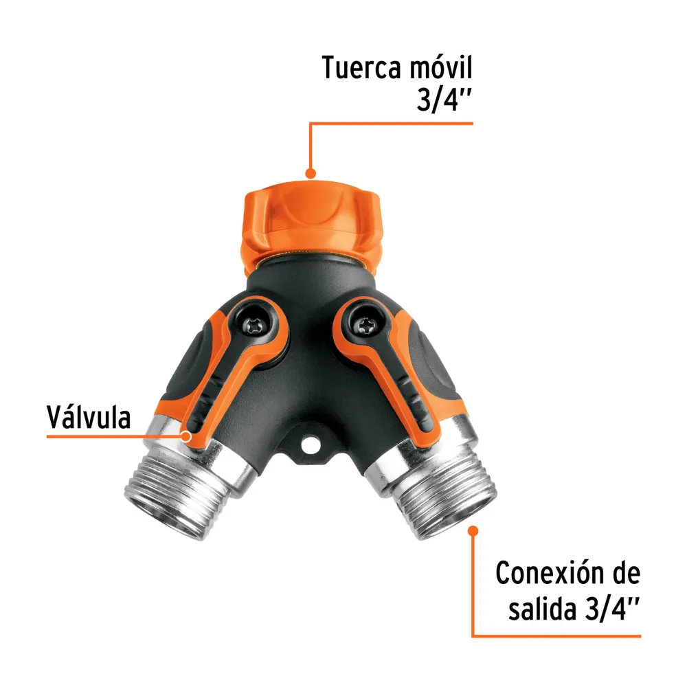 Profesional Certificado CONECTOR 'Y' 3/4' METALICO CON RECUBRIMIENTO PARA MANGUERA
