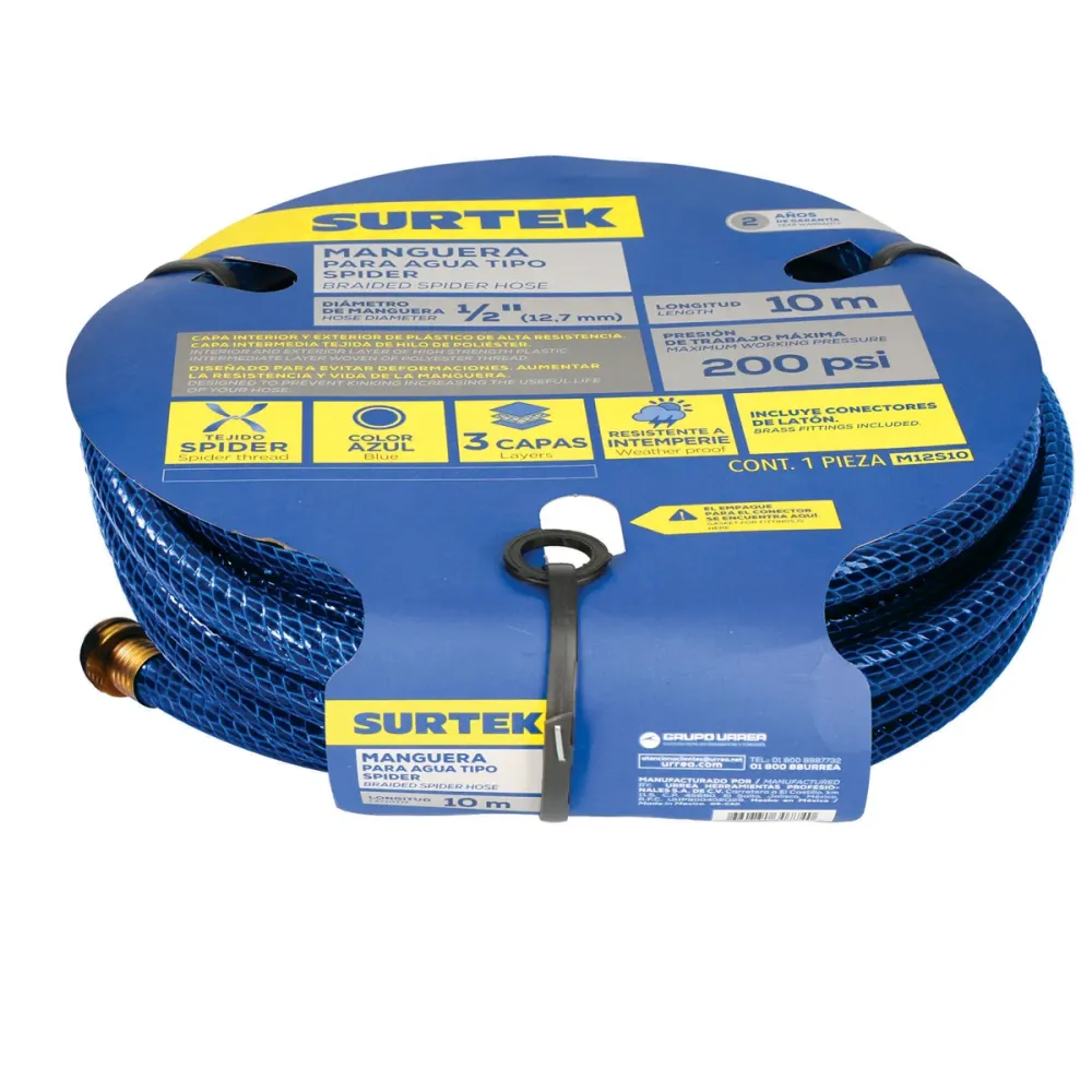 Válvula Solenoide Manguera para jardín tejido spider con conector metálico 1/2", 25 m Surtek