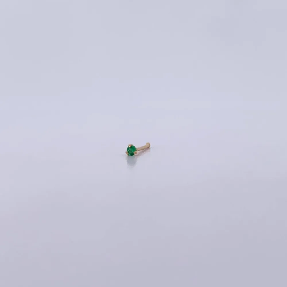 Cortacésped Manual Piercing Chispa Recta 0.05gr / 1cm / Circon Verde Oro Amarillo 18K (Joya) &