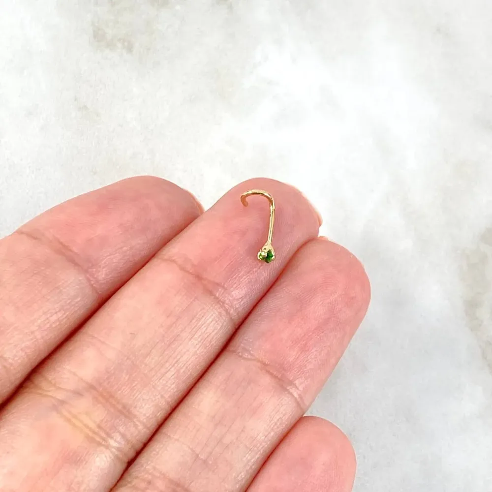 Piercing Chispa Curva 0.1gr / 0.7cm / 0.5mm Circon Verde Oro Amarillo (Joya) para Terrenos Irregulares y Pendientes