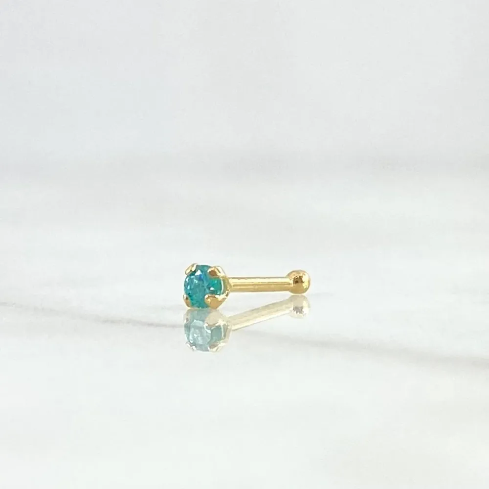 Piercing Chispa Fija 0.15gr / 1cm / Circon Celeste Oro Amarillo (Joya) Fácil Almacenamiento