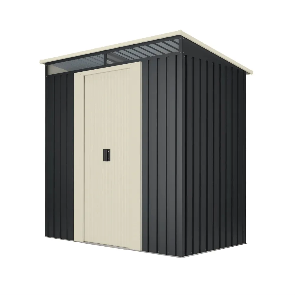 Caseta metálica de jardín 2,3m2 Wasabi – tragaluz - puerta corredera - gris