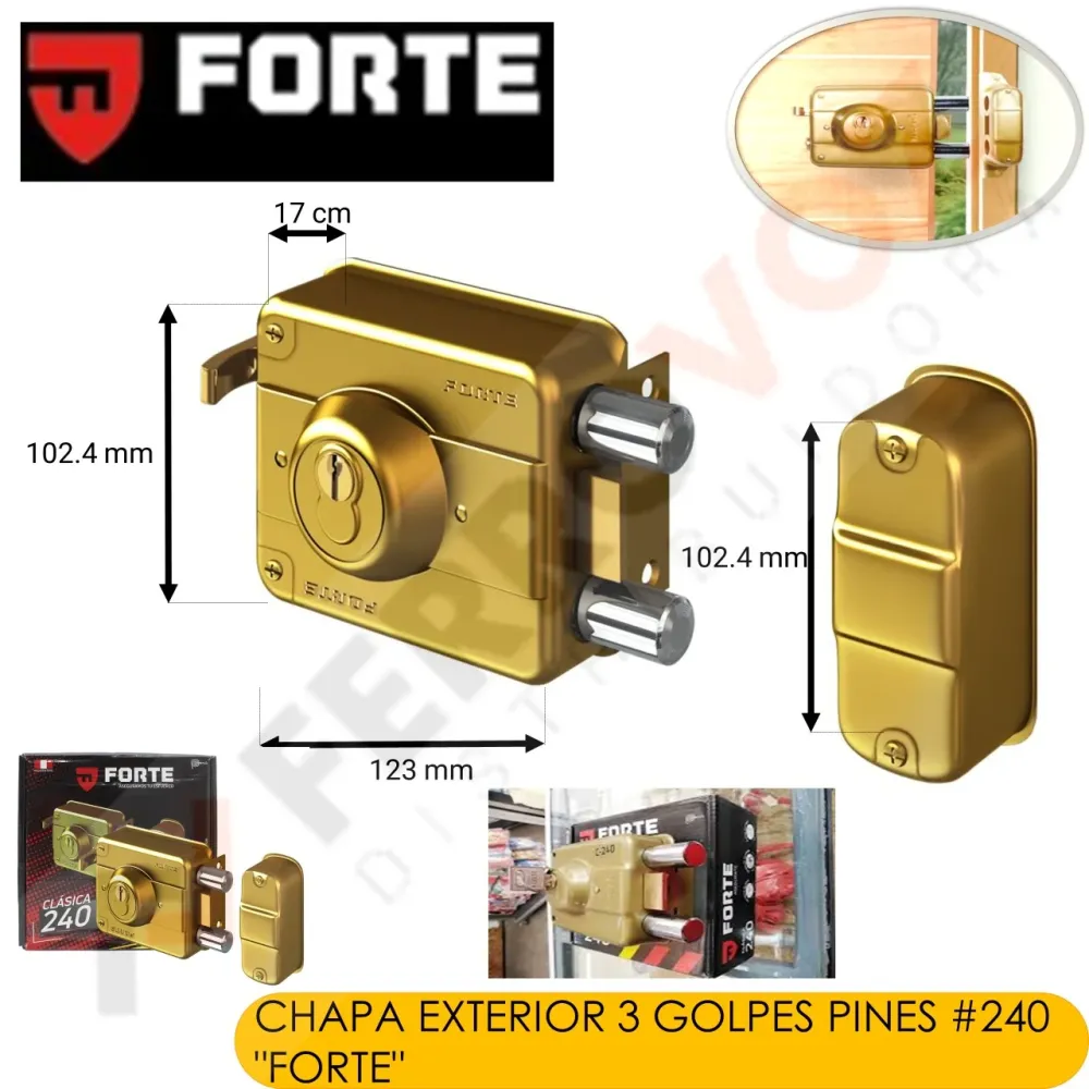 CHAPA EXTERIOR 3 GOLPES PINES #240 "FORTE" Fácil Almacenamiento