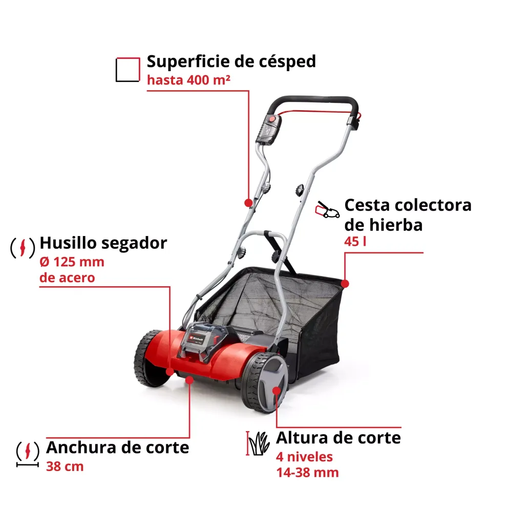 Cortacésped baterí 18V GE-HM 18/38 Li-Solo Einhell Tipo Ride-On