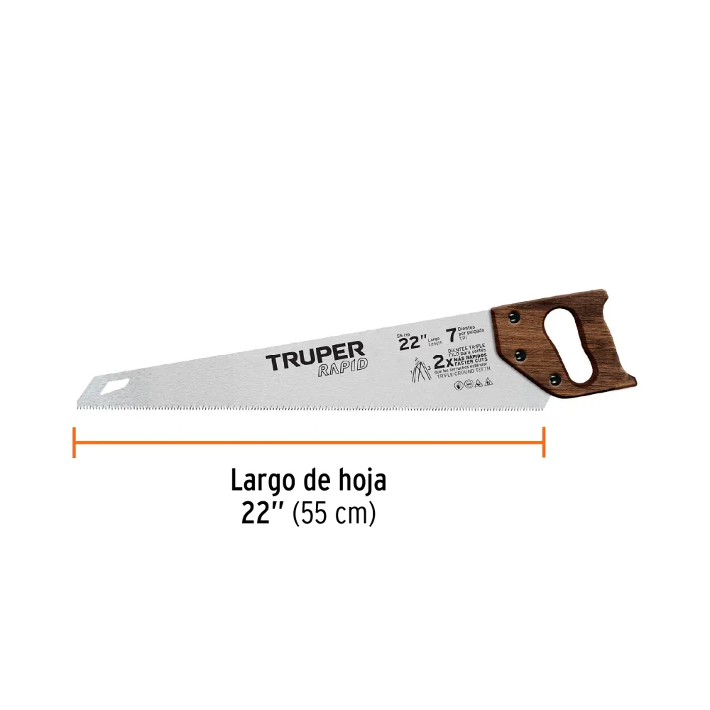 Cortacésped Eléctrico Serrucho Expreso 22', 7 DPP, mango de madera, Truper