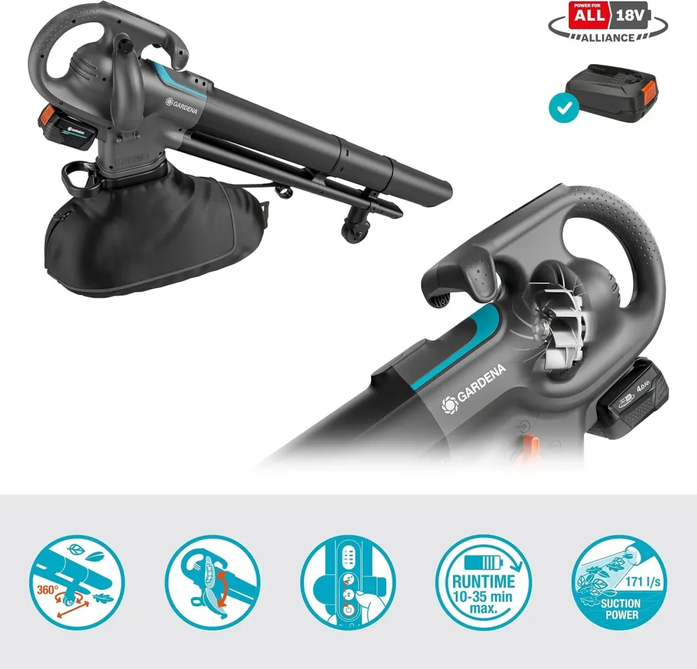 Cortacésped de Gasolina Aspirateur Souffleur Broyeur 3-EN-1 PowerJet Collect 18V P4A SOLO GARDENA