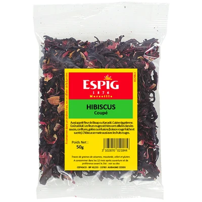 Cortacésped Manual Hibiscus fleurs coupées Bissap ou Karcadé 50g - ESPIG