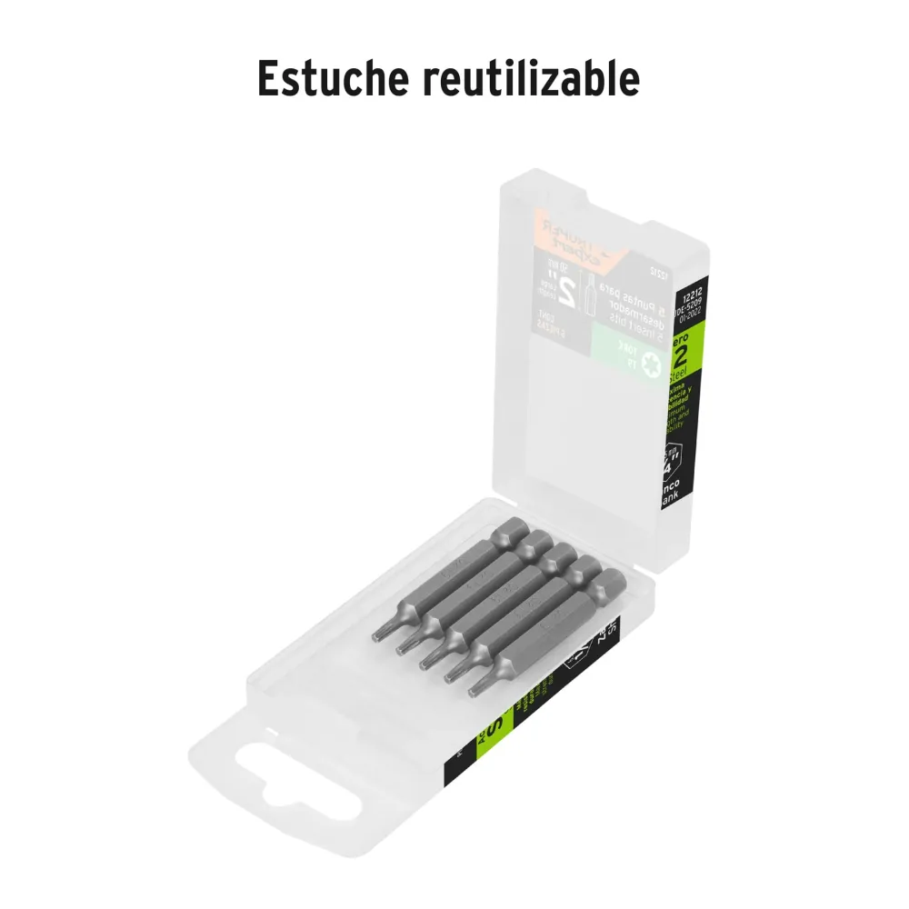 ESTUCHE CON 5 PUNTAS TORX T9 DURADERO 2', TRUPER EXPERT