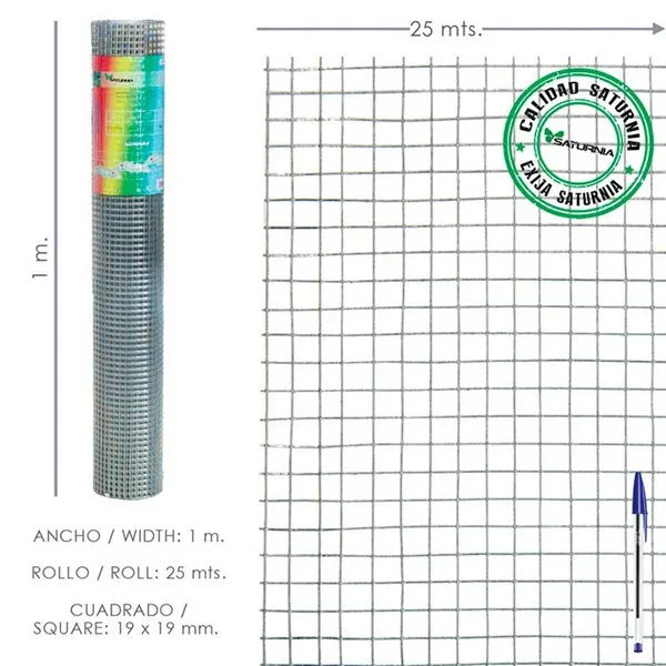 Malla electrosoldada Saturnia galvanizada 25x25 mm rollo 1x25 m Baterí de Larga Duración