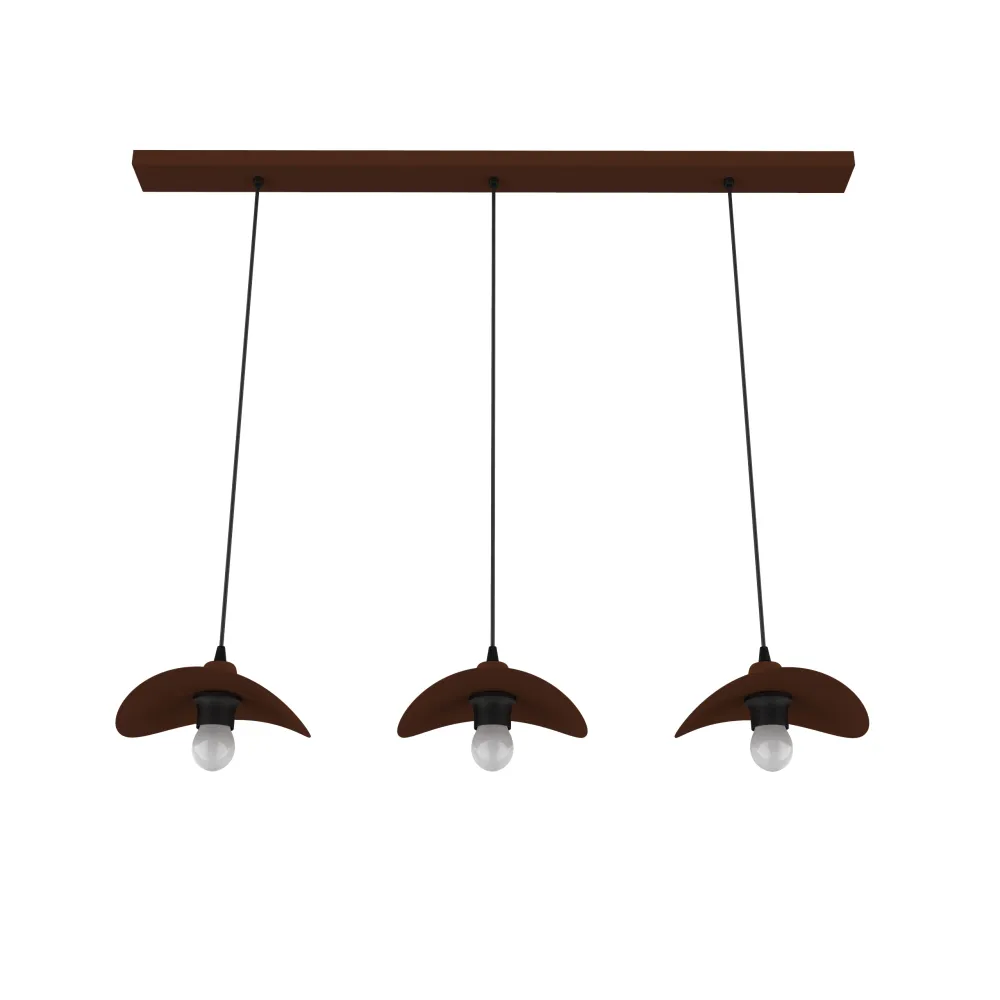 Piuma lámpara pendiente, 3xE27, max 42w, corten, 25x20cm con Asiento Acolchado
