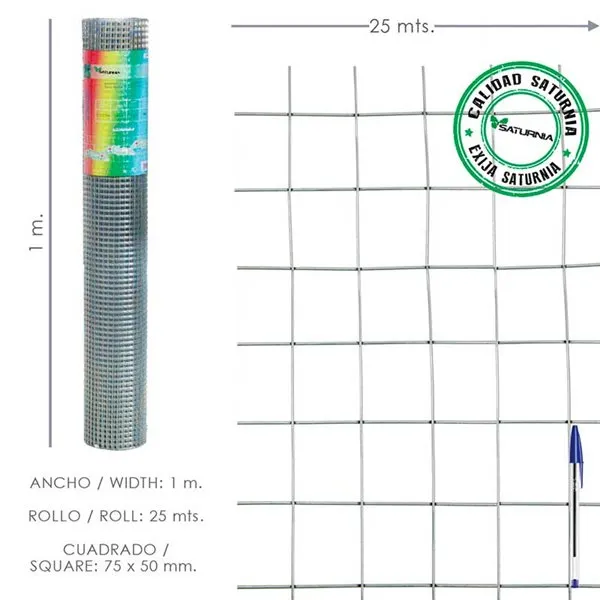 Tractor de Jardín Malla electrosoldada Saturnia galvanizada 75x50 mm rollo 1x25 m