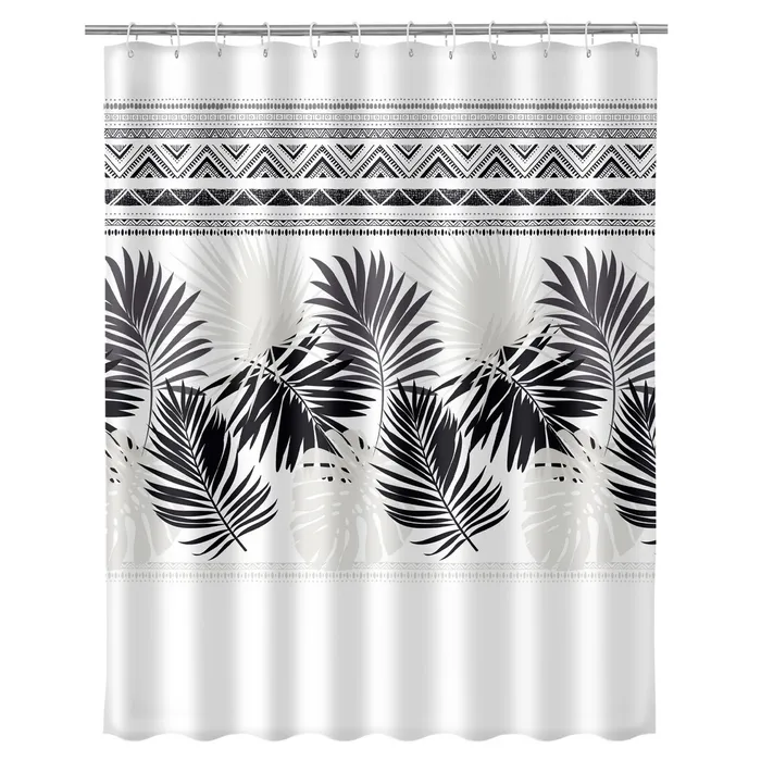 Cortina baño palms poliester 180 x 200 cm con Anillas de Acero Inoxidable