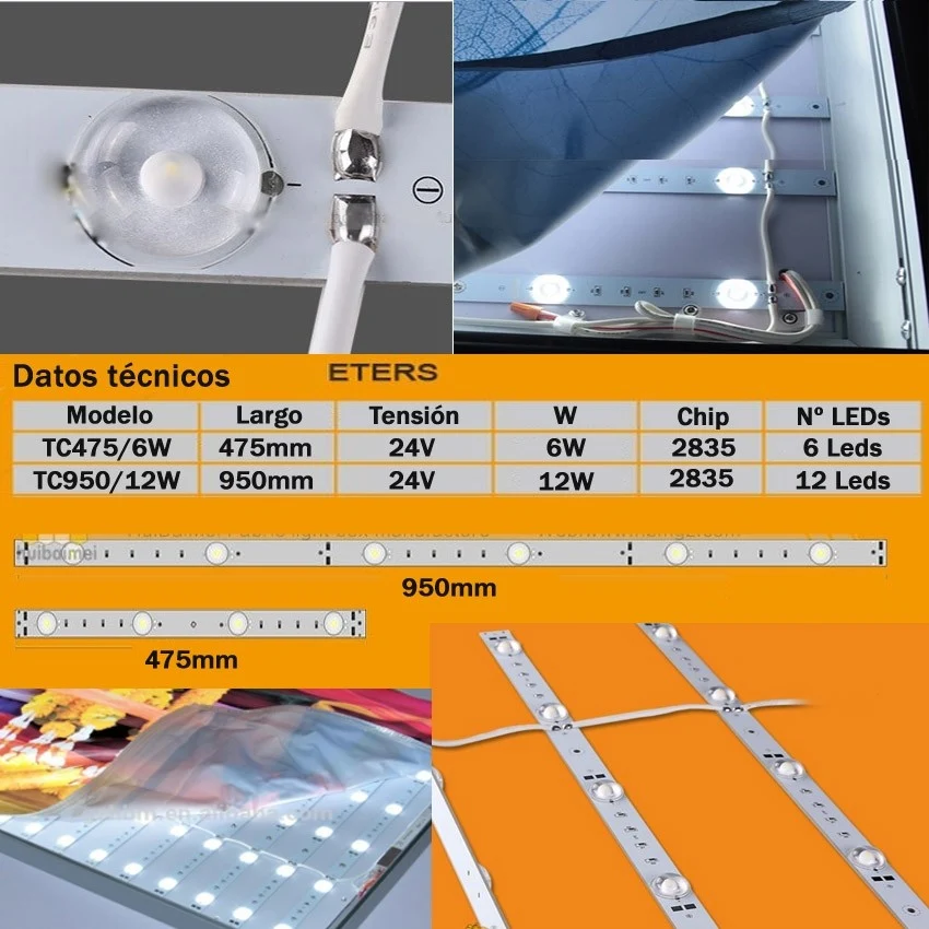 Cortina 10 Barras LED 950mm 12W/pc 24V Luz Blanca para Terraza