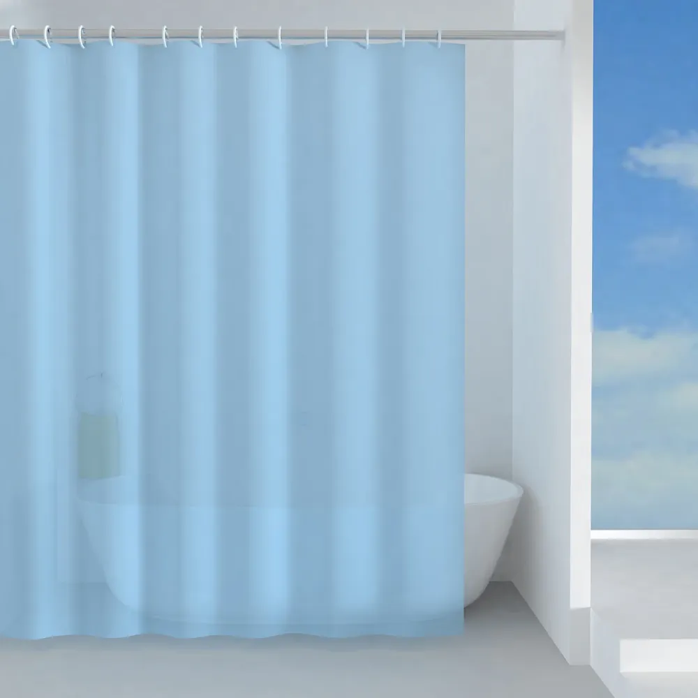 Cortina de ducha de tela 180x200 cm modelo Sencillo de Gedy - Azul con Anillas de Metal