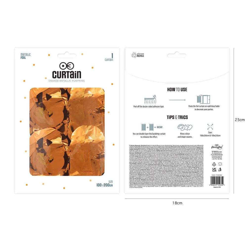 Cortina de fiesta Calabazas 100x200cm | Resistente al Viento |