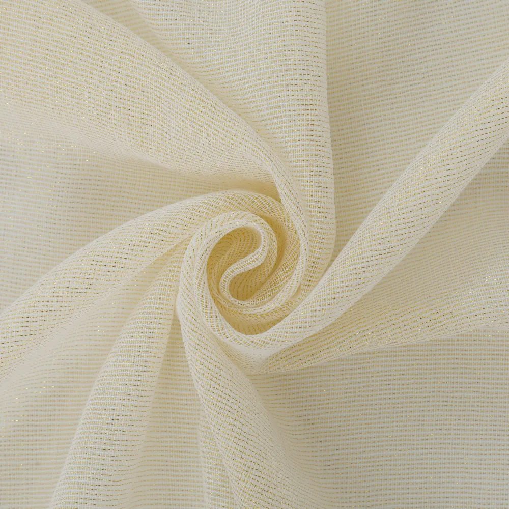 Cortina de linho bege com fios de dourada entrelaçados 140*260cm-Individual